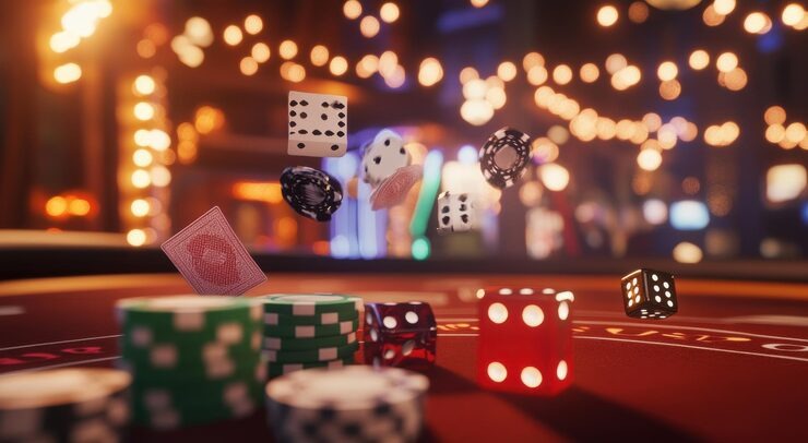 Live dealer dealing Lightning Baccarat card